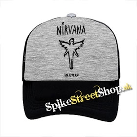 NIRVANA - In Utero - šedočierna sieťkovaná šiltovka model "Trucker"