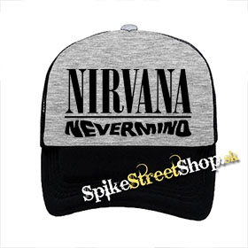 NIRVANA - Nevermind - šedočierna sieťkovaná šiltovka model "Trucker"