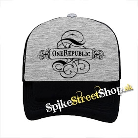 ONE REPUBLIC - Logo - šedočierna sieťkovaná šiltovka model "Trucker"