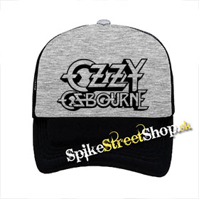 OZZY OSBOURNE - Logo - šedočierna sieťkovaná šiltovka model "Trucker"