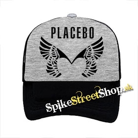 PLACEBO - Wings Logo - šedočierna sieťkovaná šiltovka model "Trucker"