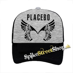 PLACEBO - Wings Logo - šedočierna sieťkovaná šiltovka model "Trucker"
