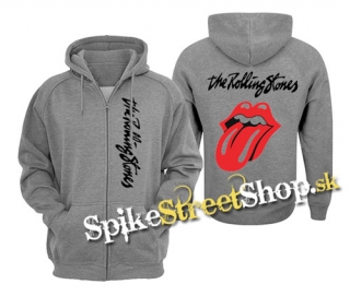 ROLLING STONES - Logo & Tonque - šedá pánska mikina na zips