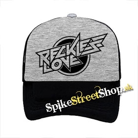 RECKLESS LOVE - Logo - šedočierna sieťkovaná šiltovka model "Trucker"