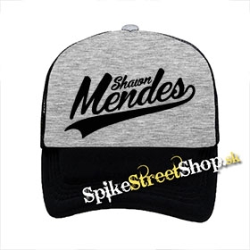 SHAWN MENDES - Logo - šedočierna sieťkovaná šiltovka model "Trucker"