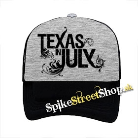 TEXAS IN JULY - Logo - šedočierna sieťkovaná šiltovka model "Trucker"