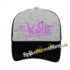 VIOLETTA - Logo - šedočierna sieťkovaná šiltovka model "Trucker"