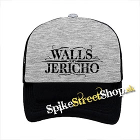 WALLS OF JERICHO - Logo - šedočierna sieťkovaná šiltovka model "Trucker"
