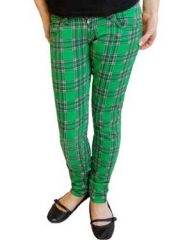 ZELENÝ TARTAN (Skinny Jeans) - nohavice (Výpredaj)