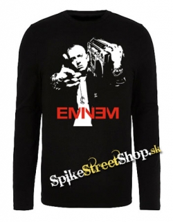 EMINEM - Logo & Portrait - čierne pánske tričko s dlhými rukávmi