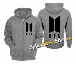 BTS - BANGTAN BOYS - Logo - šedá pánska mikina na zips