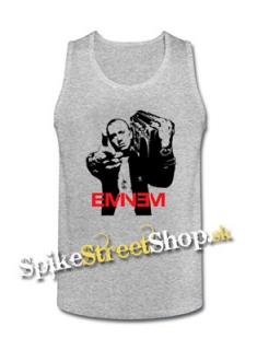 EMINEM - Logo & Portrait - Mens Vest Tank Top - šedé