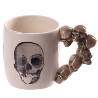 GOTHIC COLLECTION - Stack of Skulls Shaped Handle Mug with Decal - hrnček