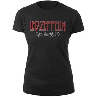 LED ZEPPELIN - Logo & Symbols - čierne dámske tričko