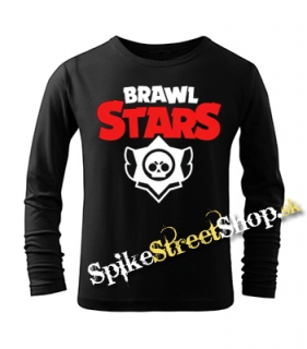 BRAWL STARS - Logo - čierne detské tričko s dlhými rukávmi