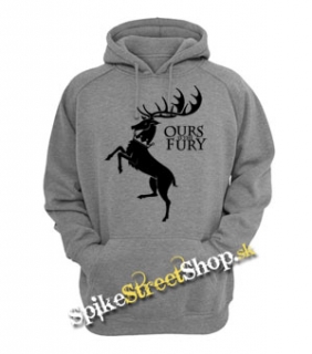 GAME OF THRONES - OURS IS THE FURY - House Baratheon - sivá detská mikina
