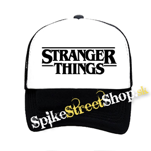 STRANGER THINGS - Black Logo - čiernobiela sieťkovaná šiltovka model "Trucker"