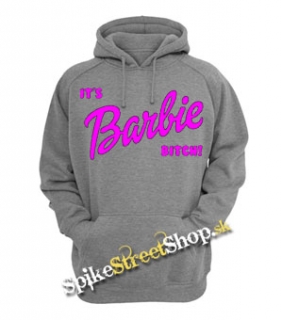 IT'S BARBIE BITCH - Logo Ruzove - sivá detská mikina
