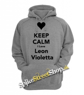 KEEP CALM I LOVE LEON VIOLETTA - sivá detská mikina