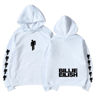 BILLIE EILISH - Small Stickman Bold Logo - biela pánska mikina