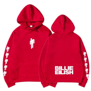 BILLIE EILISH - Small Stickman Bold Logo - červená pánska mikina
