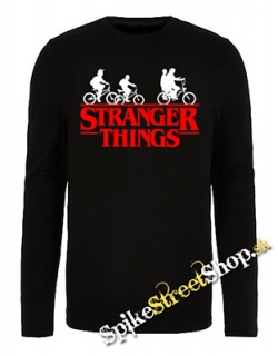 STRANGER THINGS - Bicycle Gang - čierne pánske tričko s dlhými rukávmi