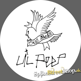LIL PEEP - Logo Cry Baby - biely odznak