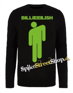 BILLIE EILISH - Logo & Stickman - čierne pánske tričko s dlhými rukávmi