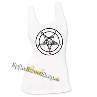 BAPHOMET - PENTAGRAM - Ladies Vest Top - biele