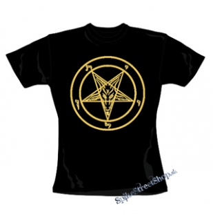 BAPHOMET GOLD PENTAGRAM - čierne dámske tričko