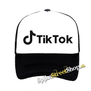 TIK TOK - Logo - čiernobiela sieťkovaná šiltovka model "Trucker"