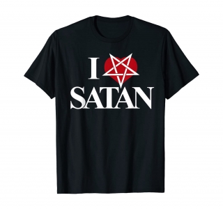 I LOVE SATAN - PENTAGRAM HEART - čierne detské tričko