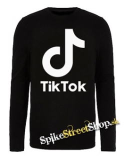 TIK TOK - Logo - čierne pánske tričko s dlhými rukávmi