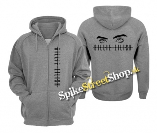 BILLIE EILISH - Eyes Logo - šedá pánska mikina na zips