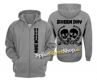 GREEN DAY - Skulls - šedá pánska mikina na zips