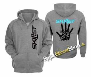 SKILLET - Sick Of It - šedá pánska mikina na zips