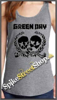 GREEN DAY - Skulls - Ladies Vest Top - šedé
