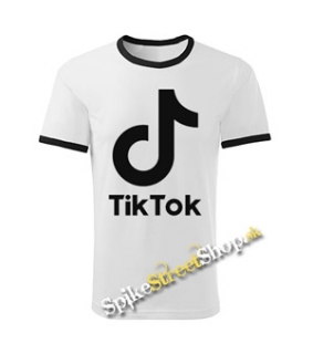TIK TOK - Logo - biele pánske tričko CONTRAST DUO-COLOUR