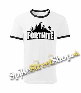 FORTNITE - Logo - biele pánske tričko CONTRAST DUO-COLOUR