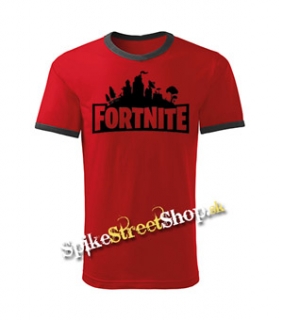 FORTNITE - Logo - červené pánske tričko CONTRAST DUO-COLOUR