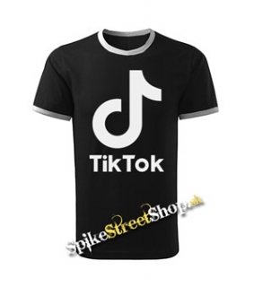 TIK TOK - Logo - čierne pánske tričko CONTRAST DUO-COLOUR