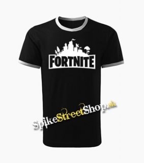 FORTNITE - Logo - čierne pánske tričko CONTRAST DUO-COLOUR