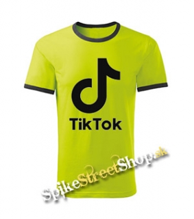 TIK TOK - Logo - limetkové pánske tričko CONTRAST DUO-COLOUR