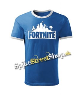 FORTNITE - Logo - modré pánske tričko CONTRAST DUO-COLOUR