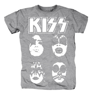 KISS - Band Four Faces - sivé detské tričko