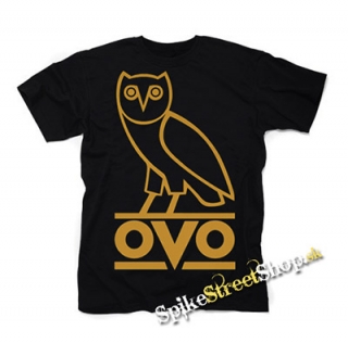 DRAKE - Gold OVO Logo - čierne detské tričko