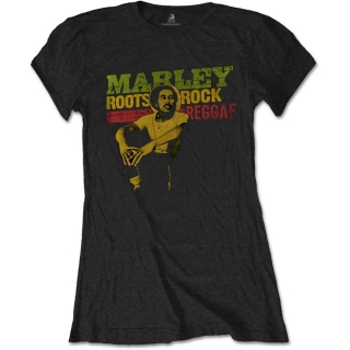 BOB MARLEY - Roots Rock Reggae - čierne dámske tričko