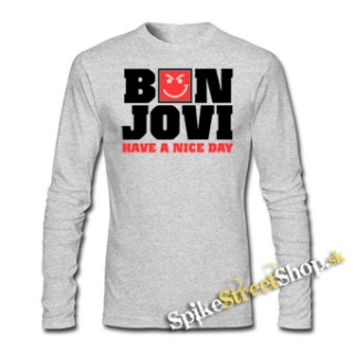 BON JOVI - Have A Nice Day - šedé detské tričko s dlhými rukávmi