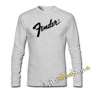 FENDER - Logo - šedé detské tričko s dlhými rukávmi