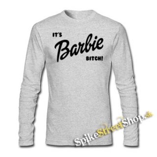 ITS BARBIE BITCH - Black - šedé detské tričko s dlhými rukávmi